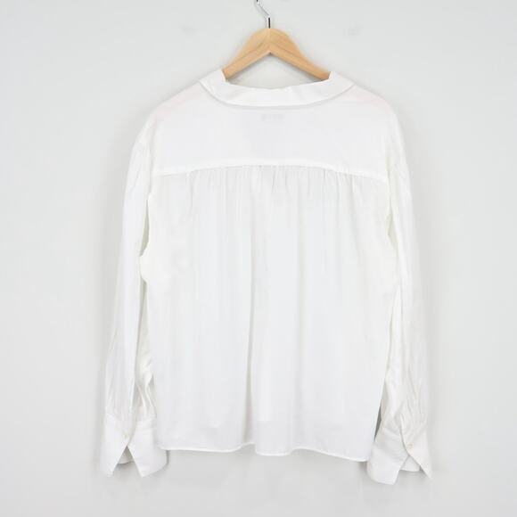 NWT Madewell Easy Long-Sleeve V-Neck Popover Shirt In Eyelet White Size XL - Picture 4 of 11
